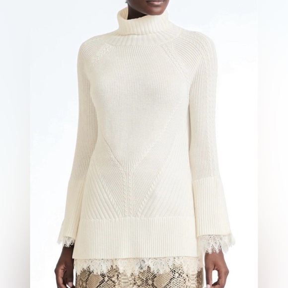Banana Republic Sweaters - Banana Republic x Olivia Palmero Elegant Knit Lace Turtleneck Sweater Small